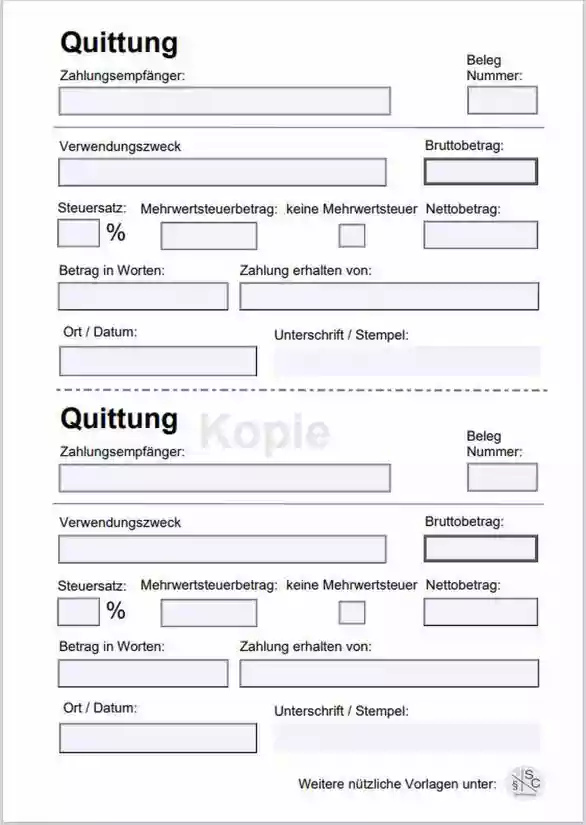 Quittung als ausfüllbare PDF